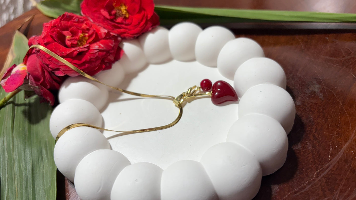 Snake chain necklace with Red heart