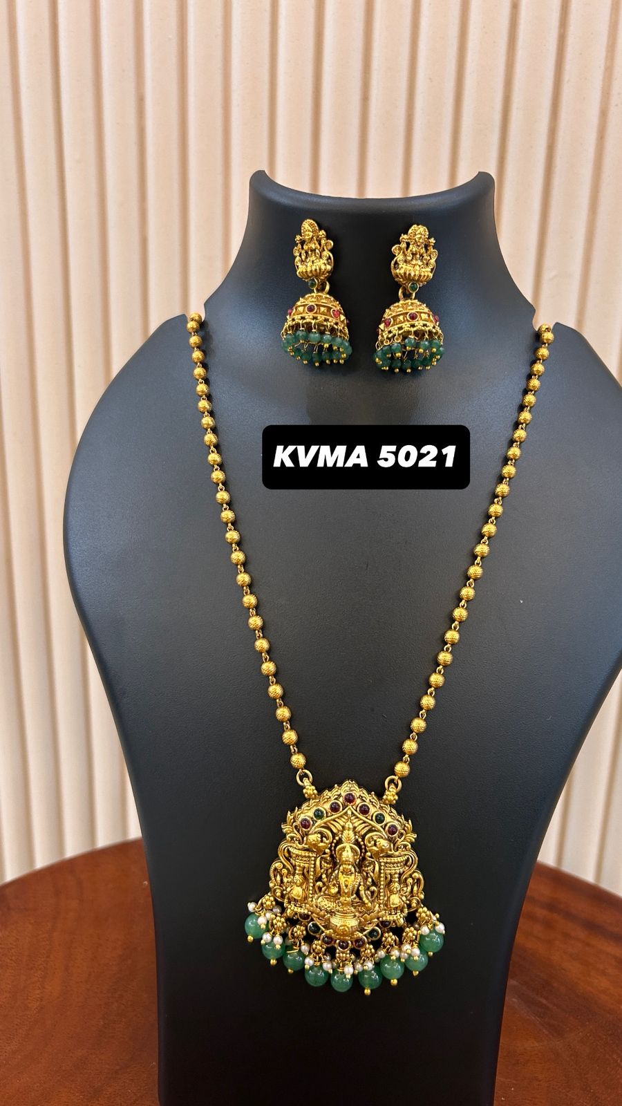 PREMIUM LONG LAKSHMI HARAM WITH WHITE PEARLS