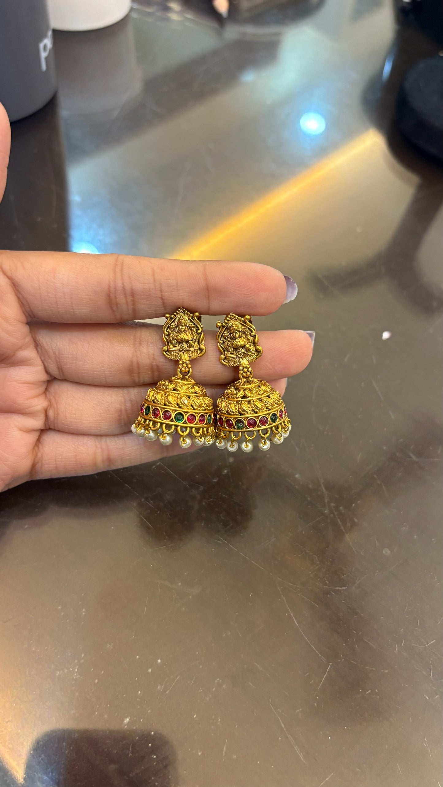 Temple charm jhumka