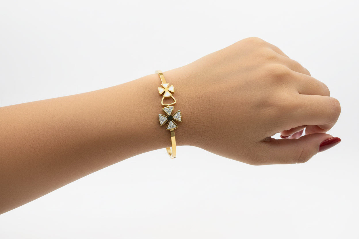 Anti-tarnish Kada double flower