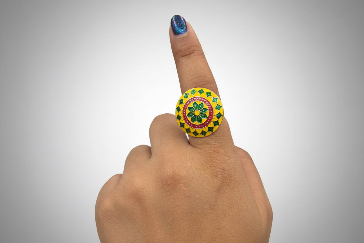 Meenakari Floral Ring (adjustable)