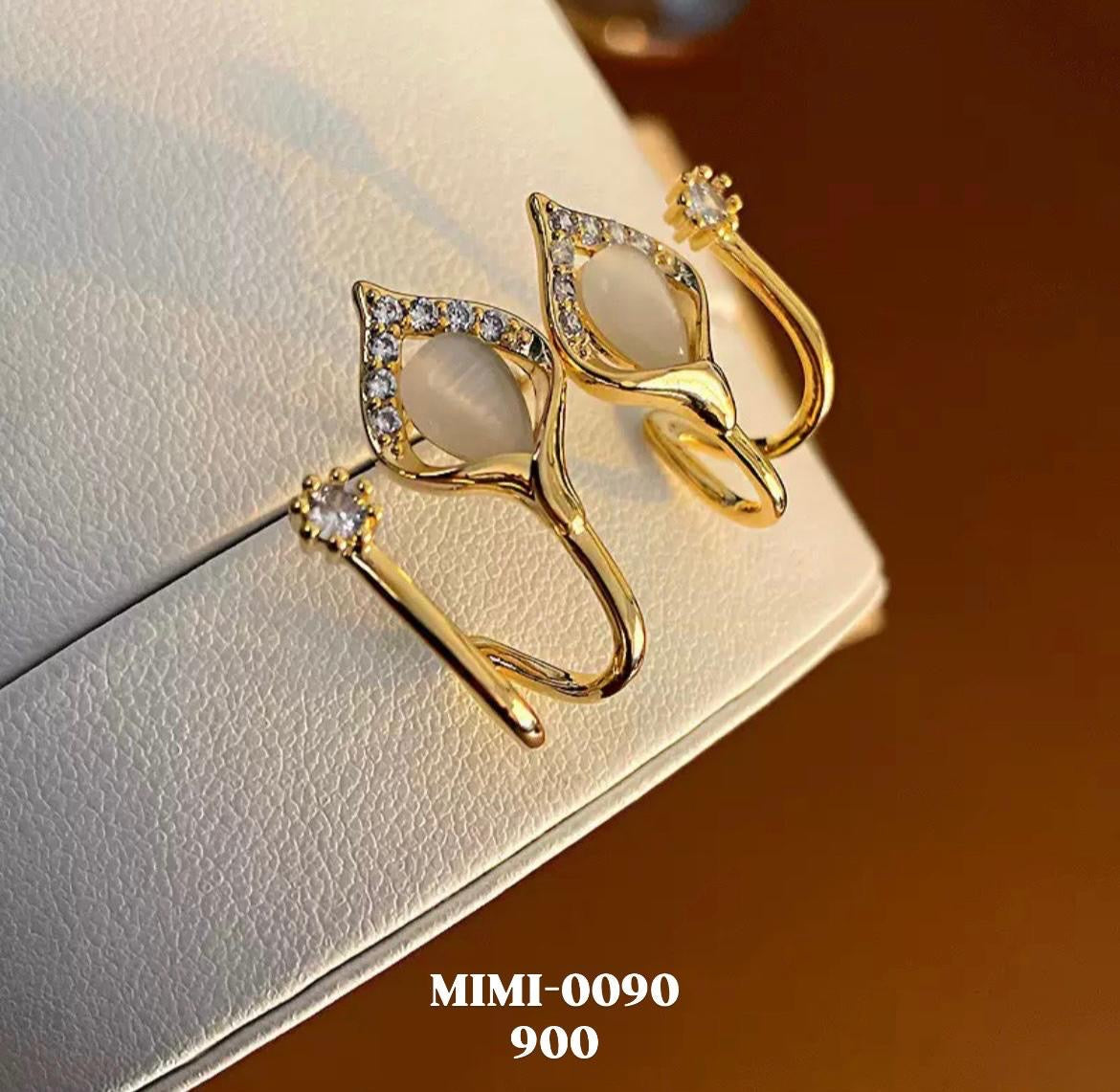 Korean Gold Leaf Crystal Hoop Earrings