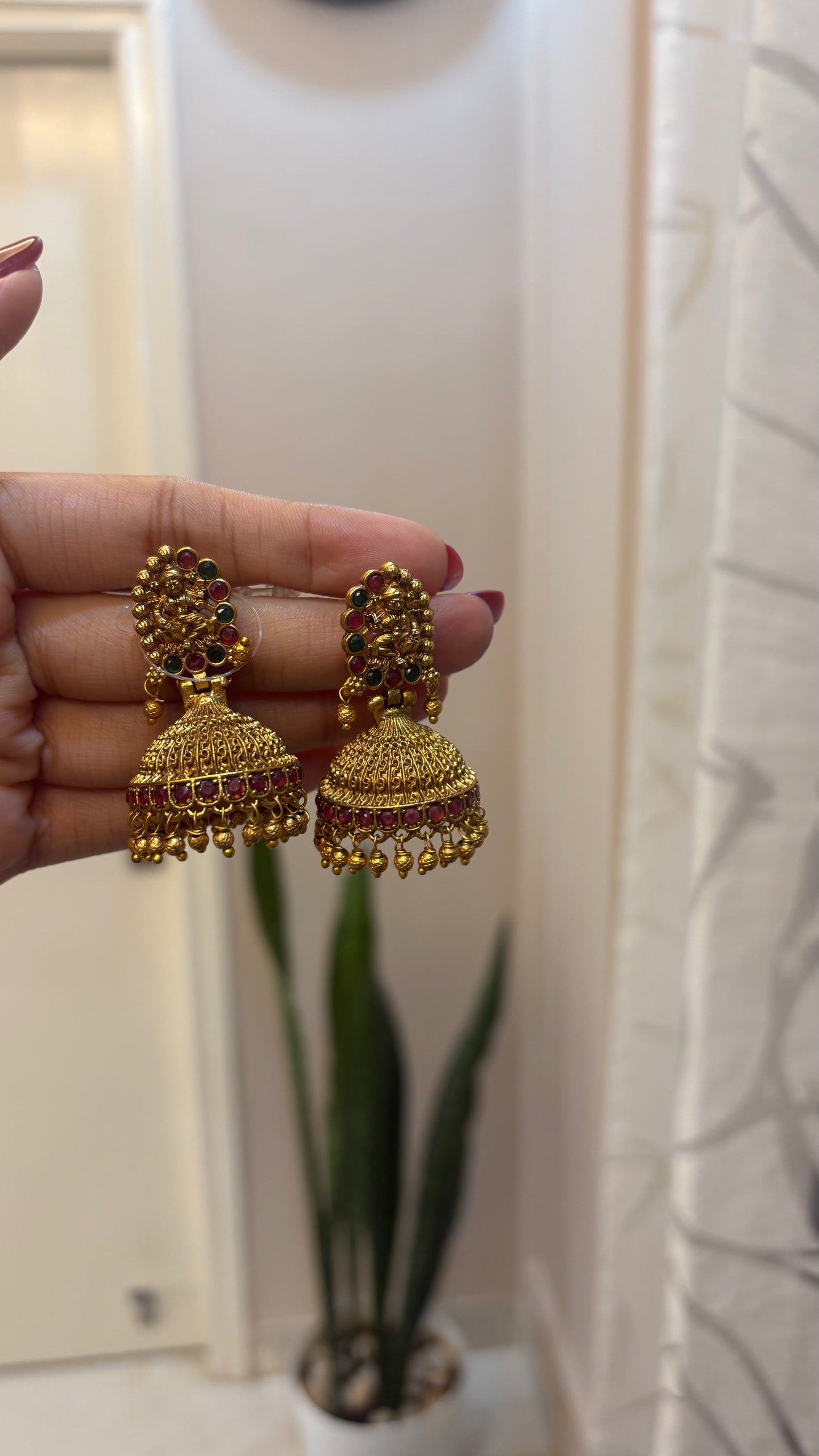 Temple Lakshmi jhumkas