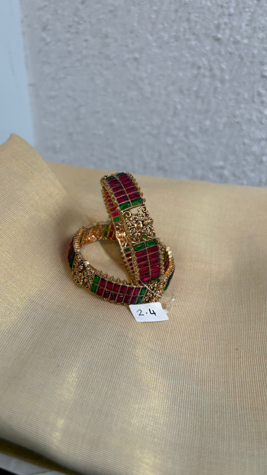 Ruby and emerald premium bangles