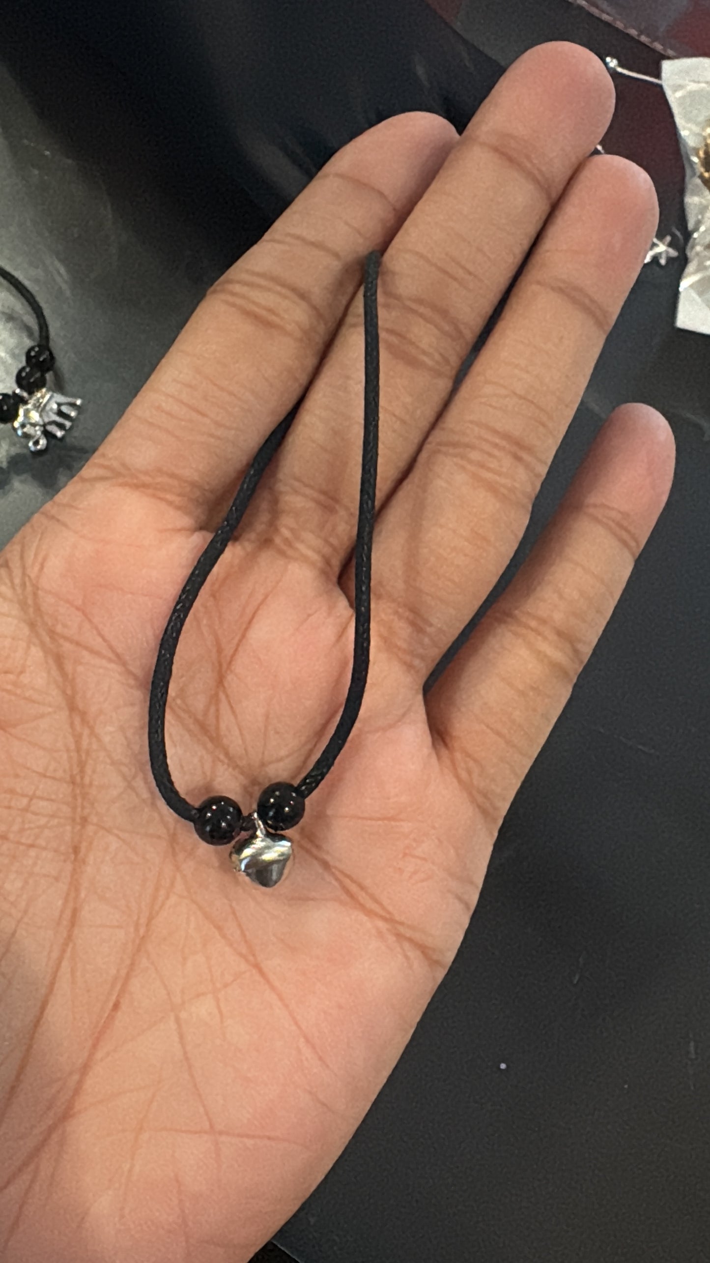 Black handmade anklet single leg