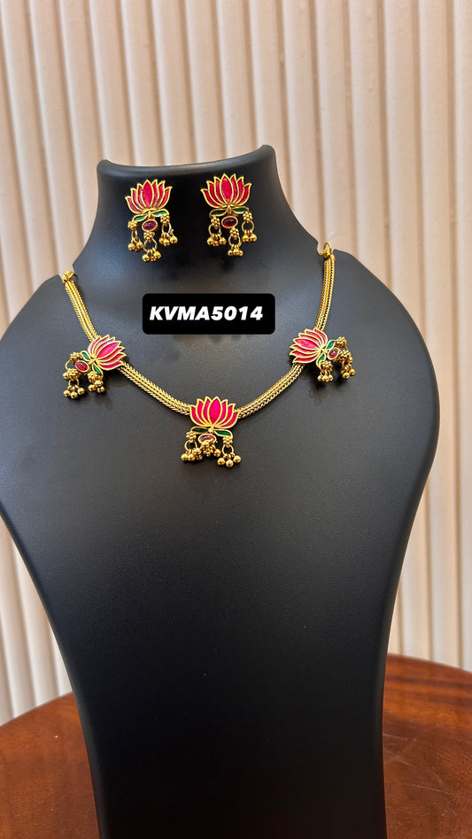 Lotus necklace with ghunghuroo