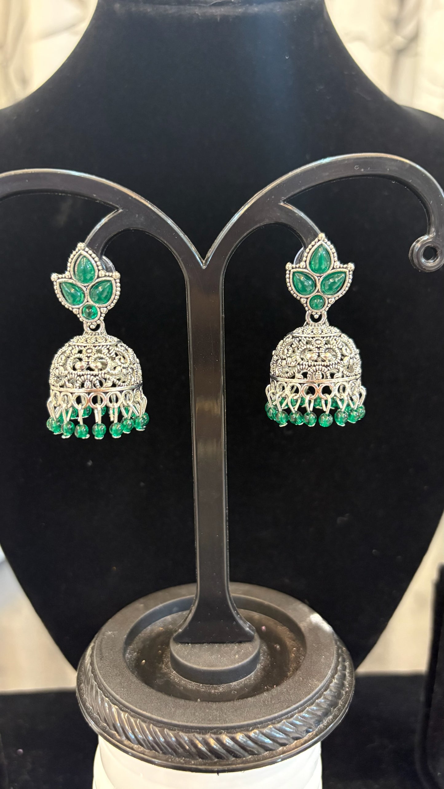 Silver leaf jhumkas