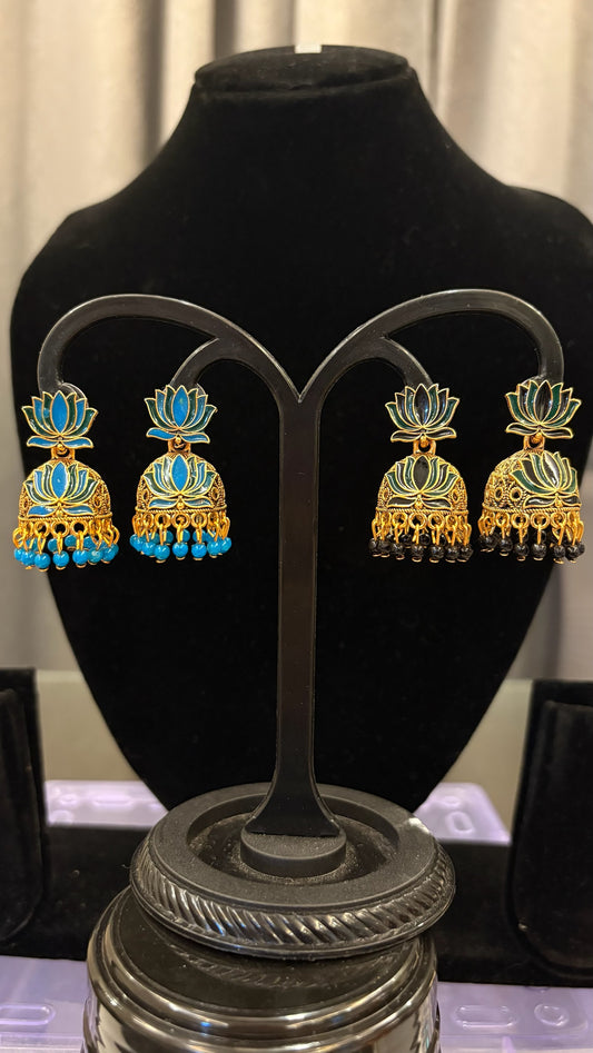 Double lotus jhumkas