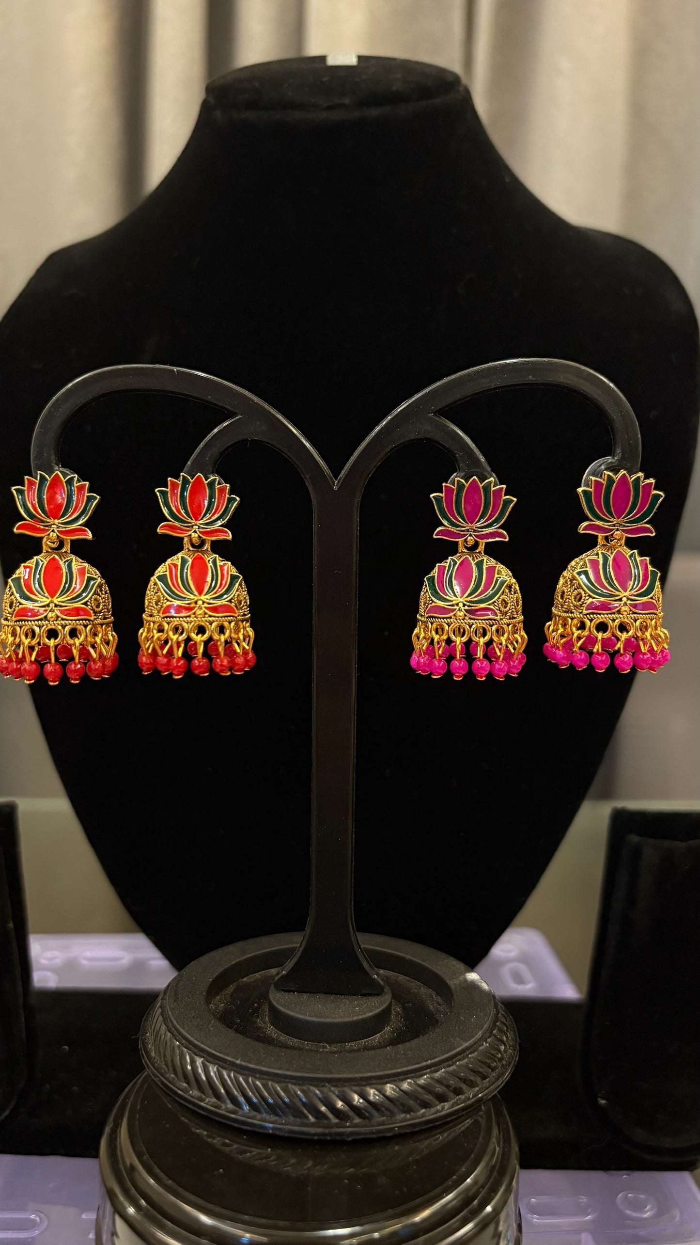 Double lotus jhumkas