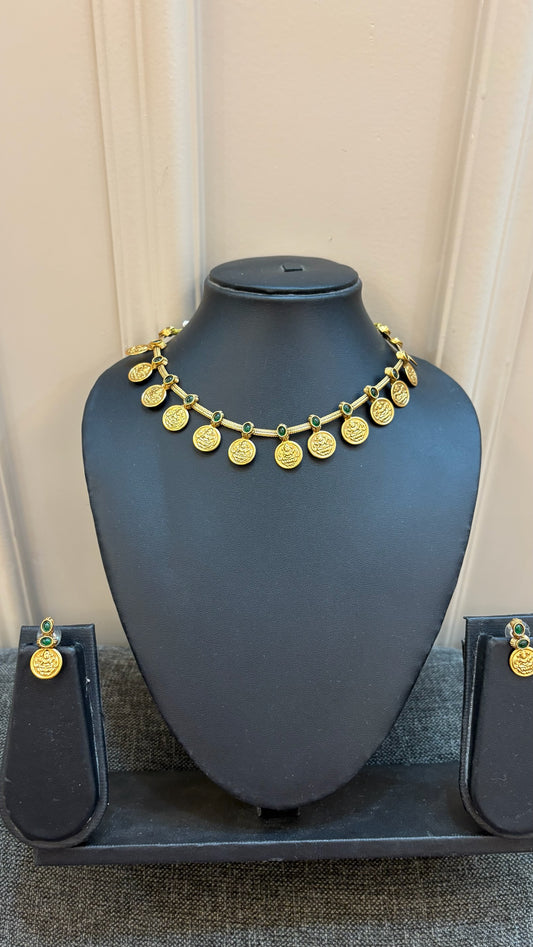 Stone coin necklace