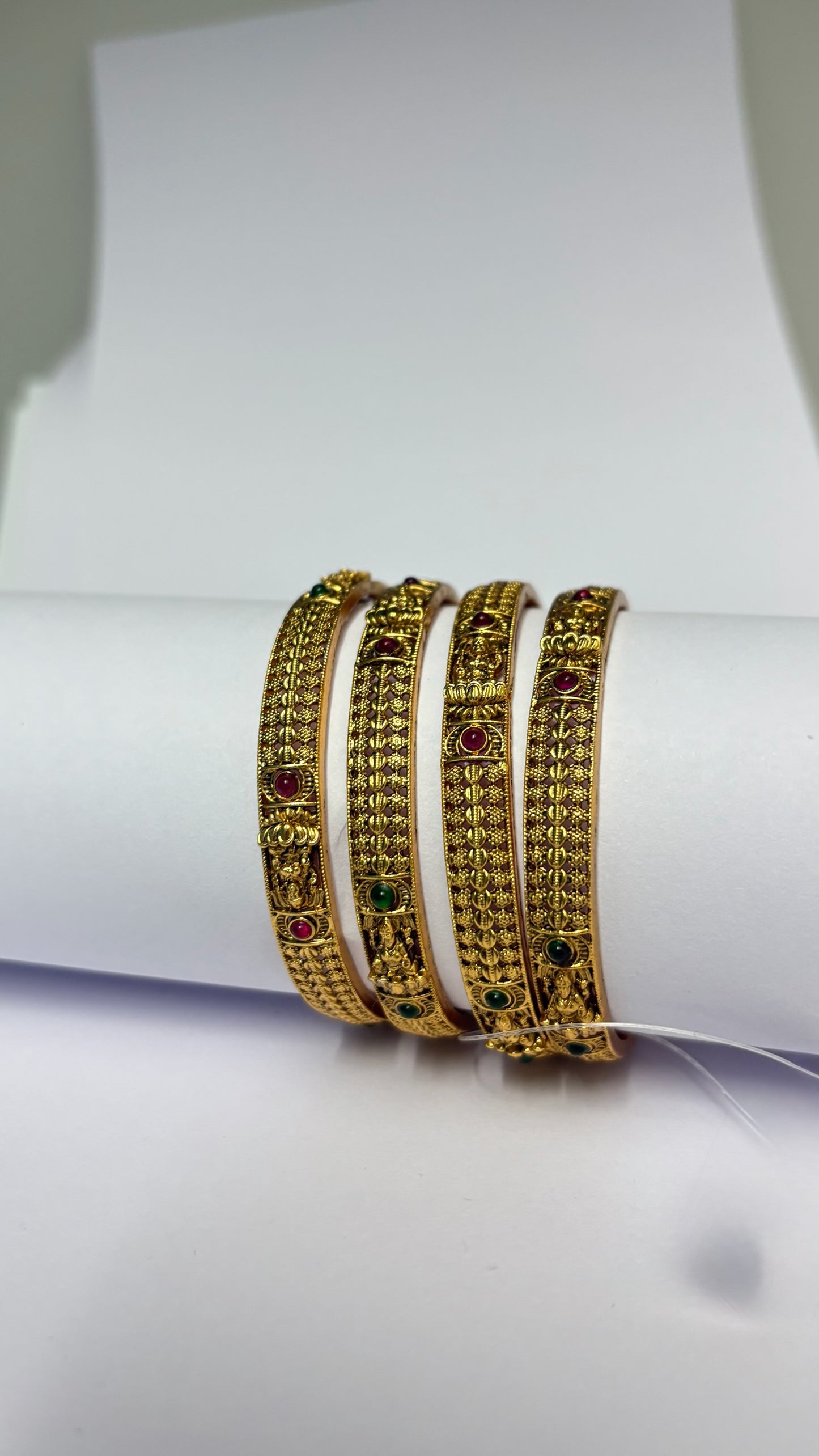 Lakshmi ruby and emerald stone bangles (Set of 2)