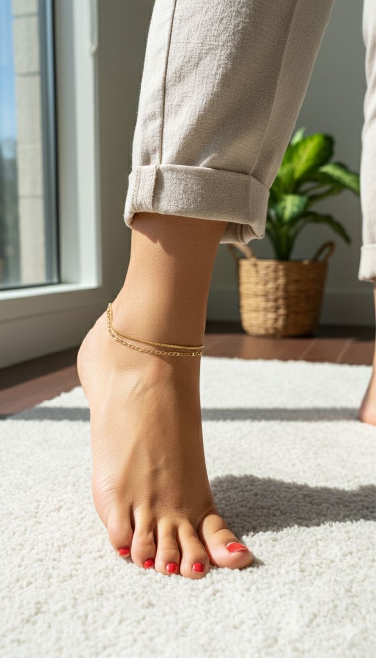 Anklet design 2 layer simple chains pack of 1