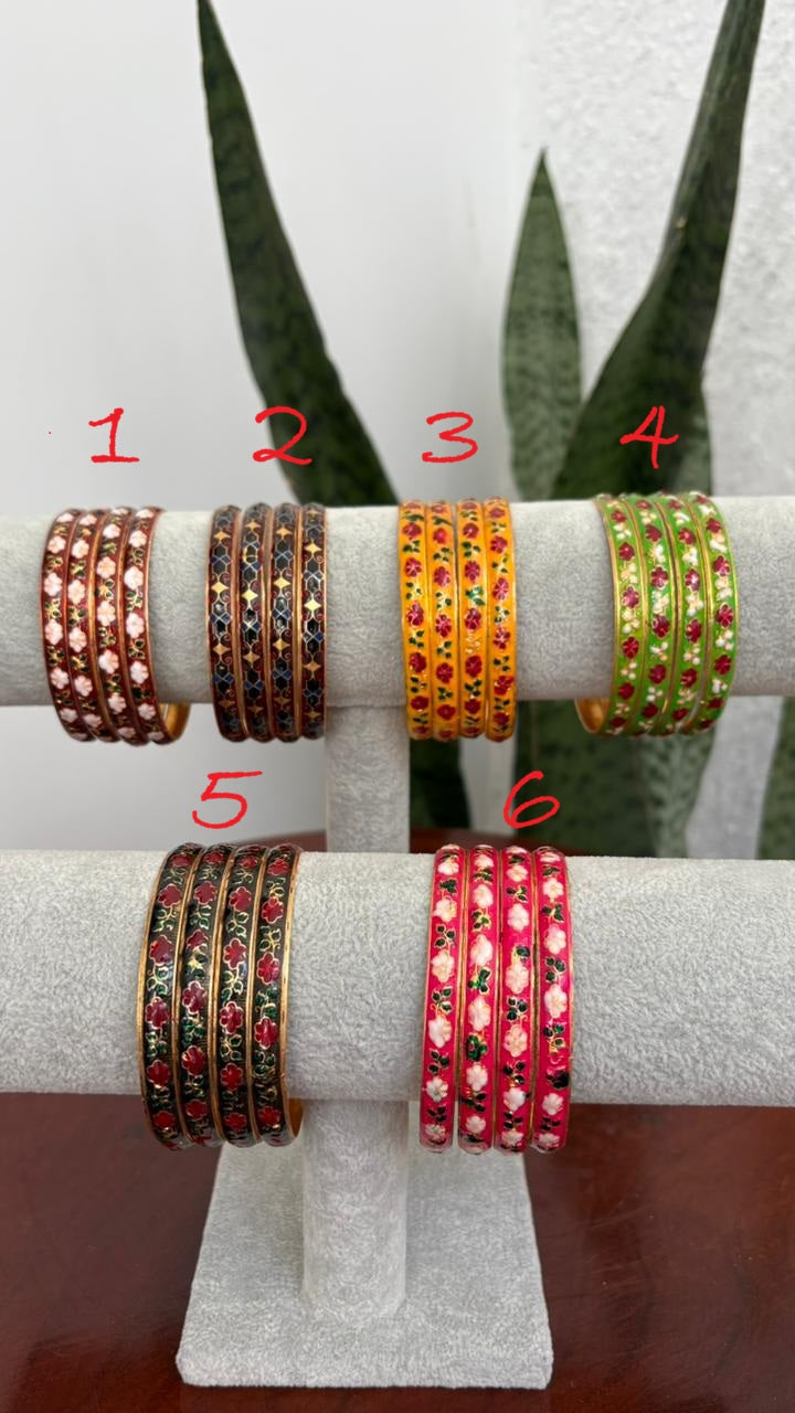 Meenakari narrow set of 2 bangles