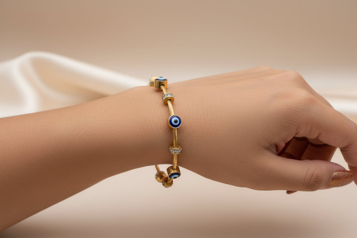 Anti-tarnish Kada evil eye pattern magnetic