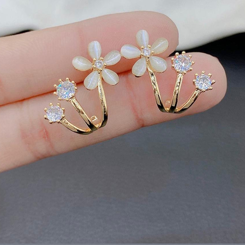 Korean flower illusion earrings
