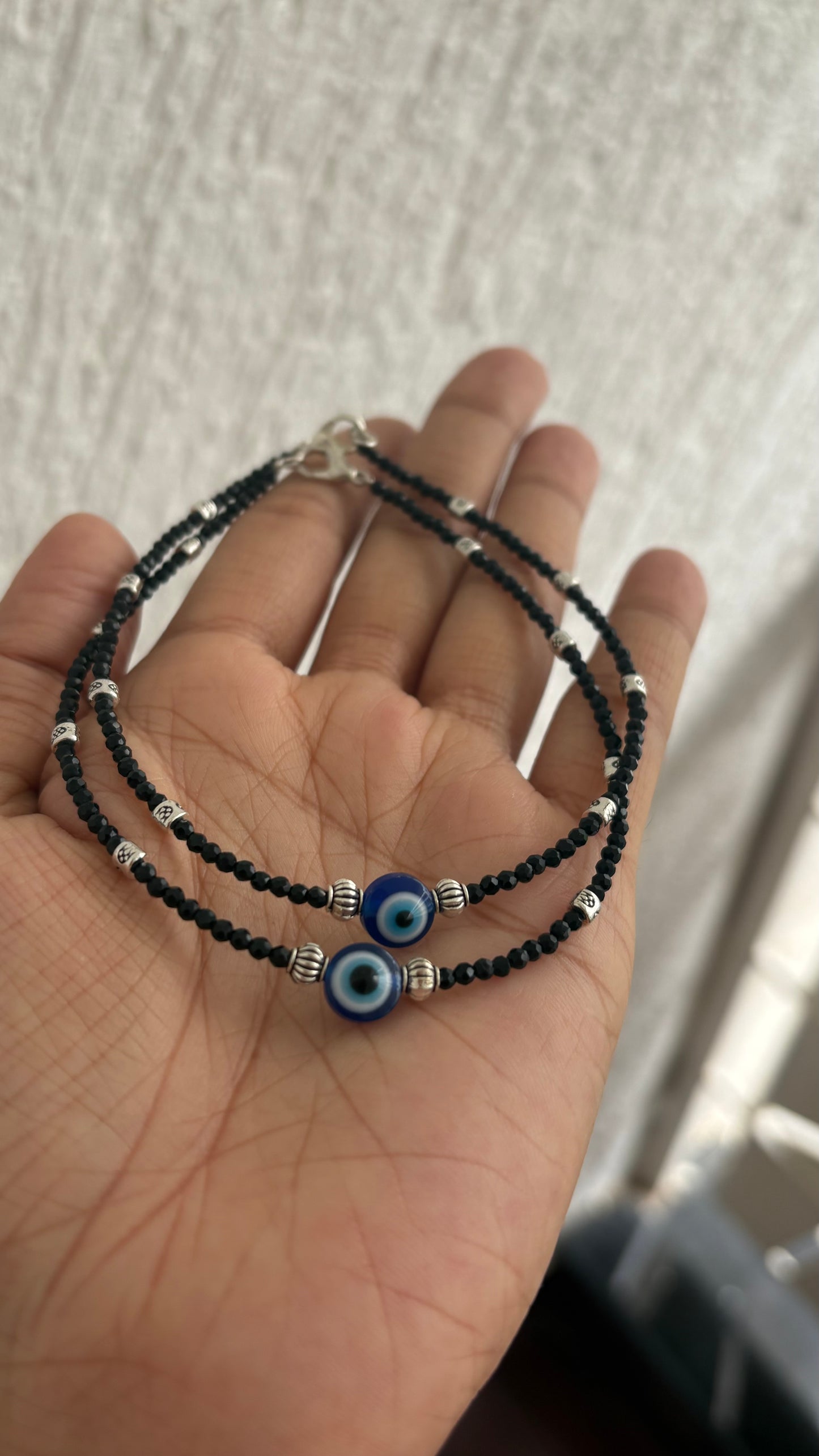 Evil eye anklet (both legs)