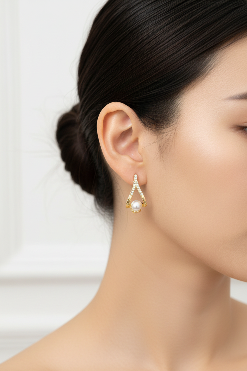 Korean pearl drop classy earrings