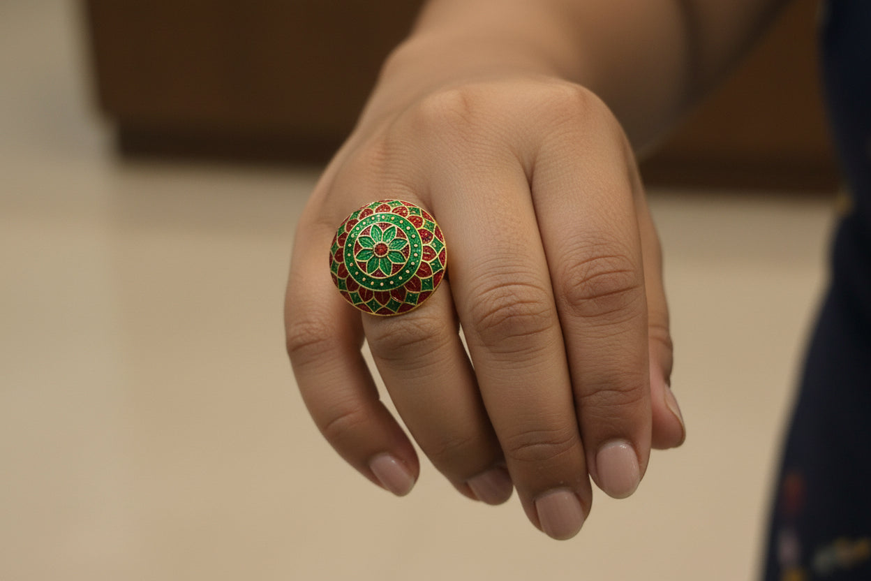 Meenakari Floral Ring (adjustable)