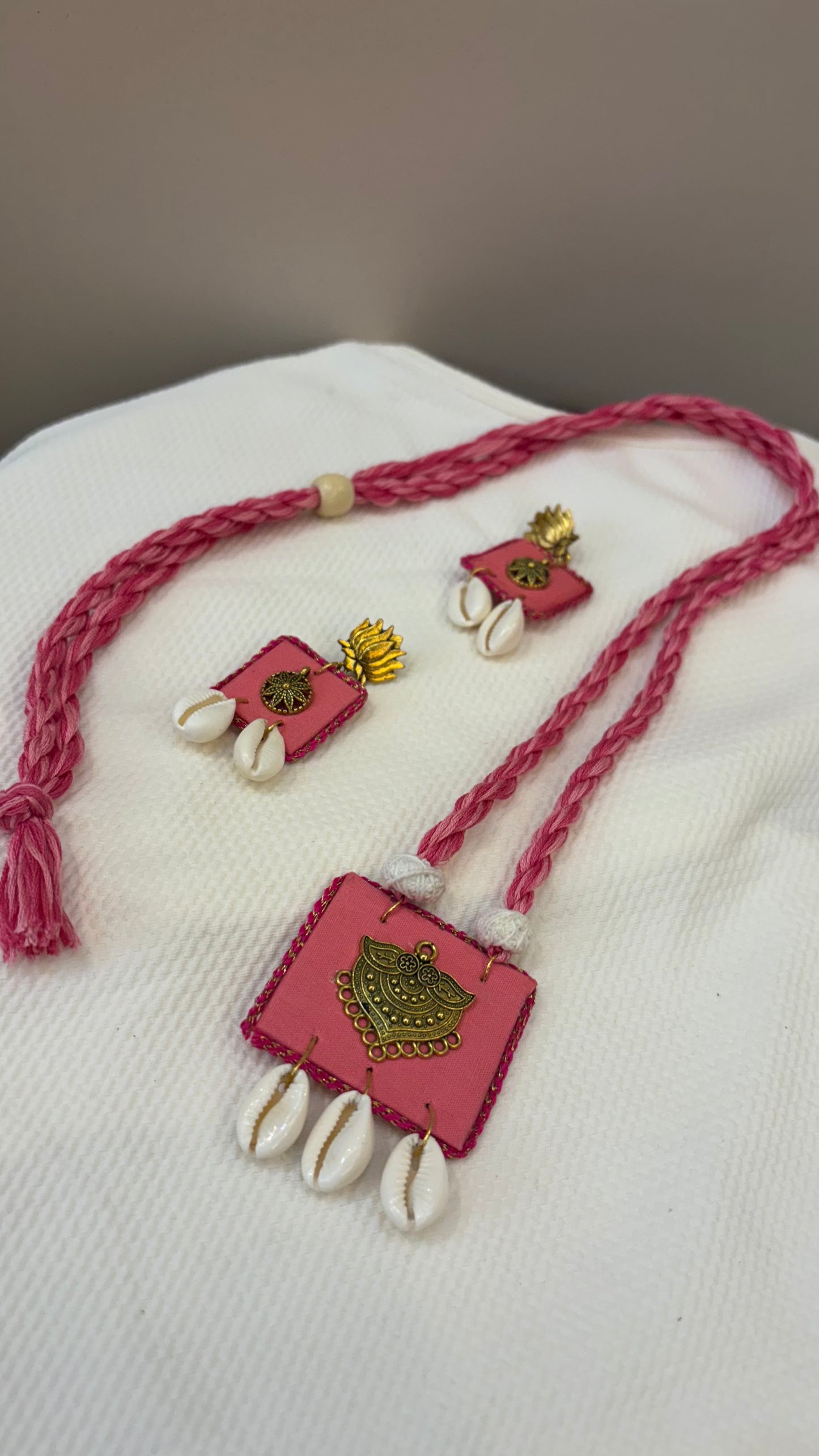 Handmade lotus pink cloth jewellery