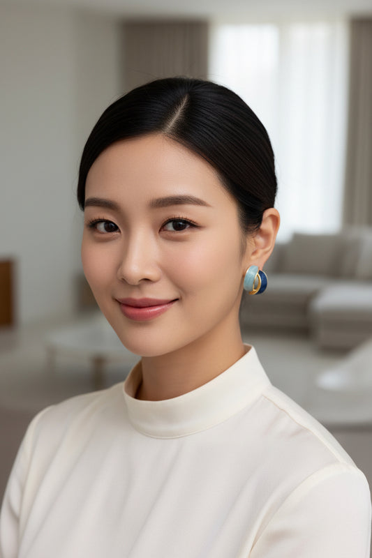 Korean blue funky earrings