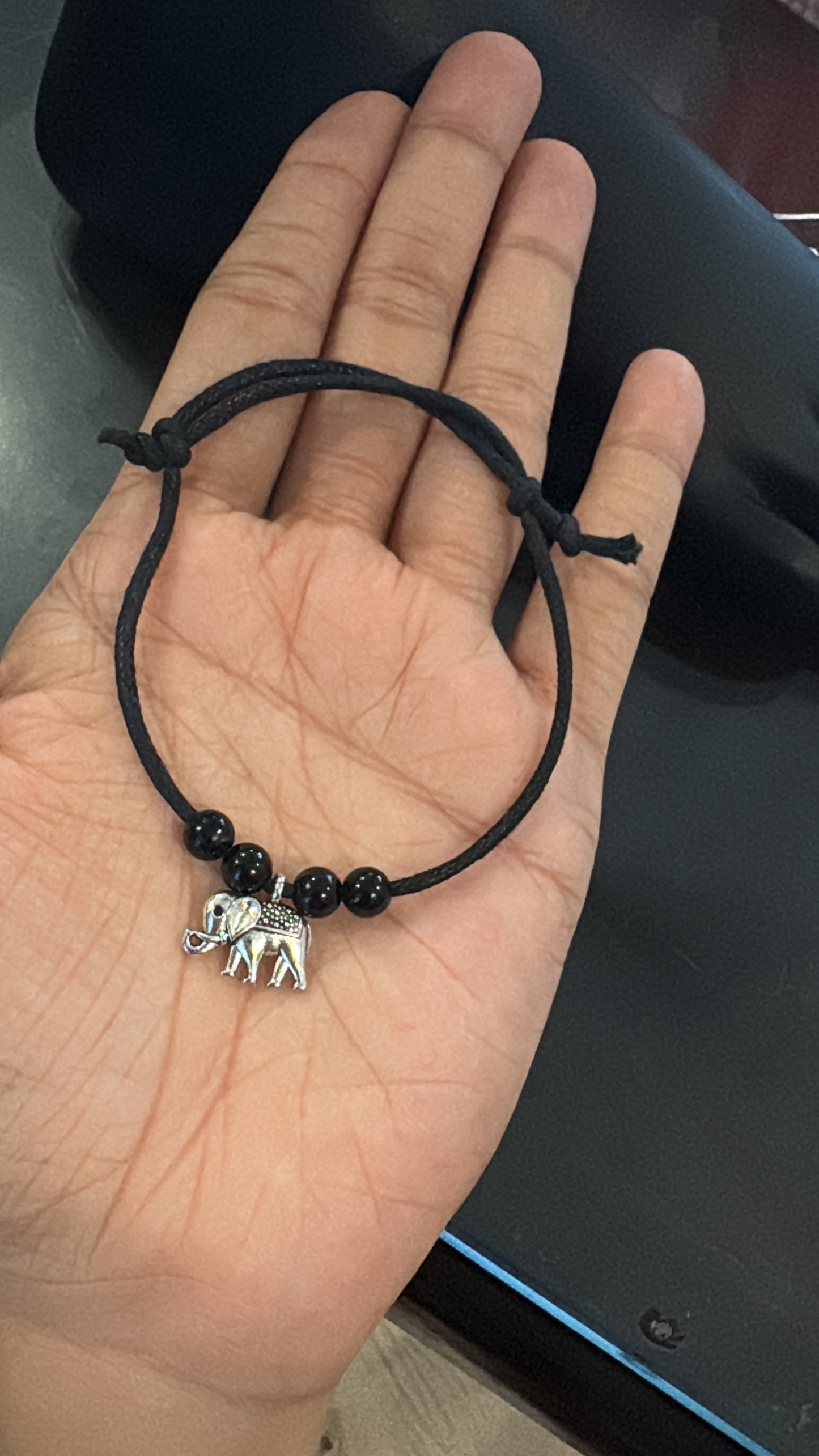 Black handmade anklet single leg