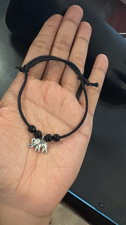 Black handmade anklet single leg