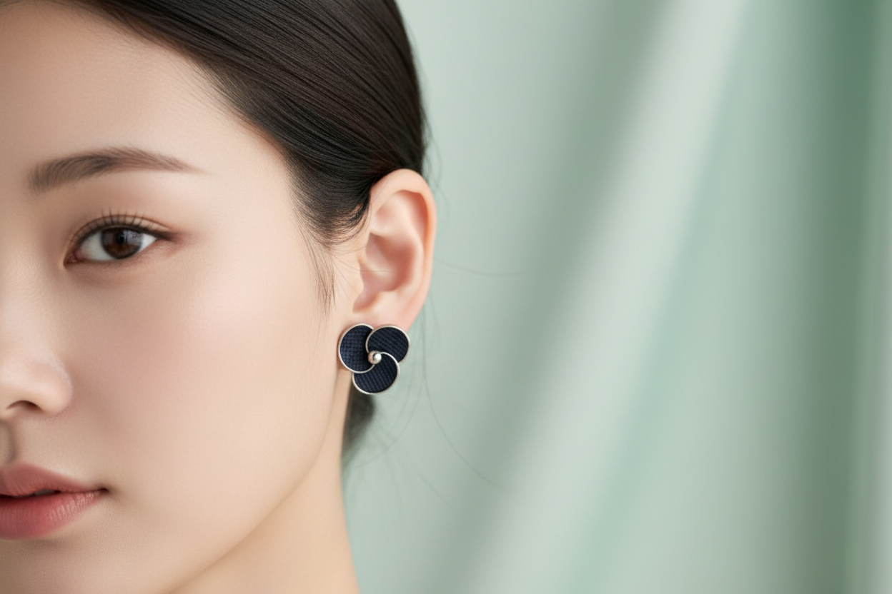 Black Korean flower stud