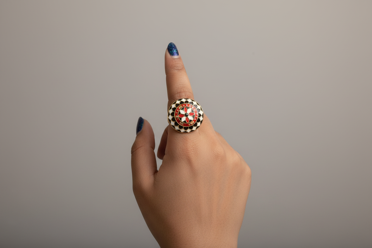 Meenakari Floral Ring (adjustable)