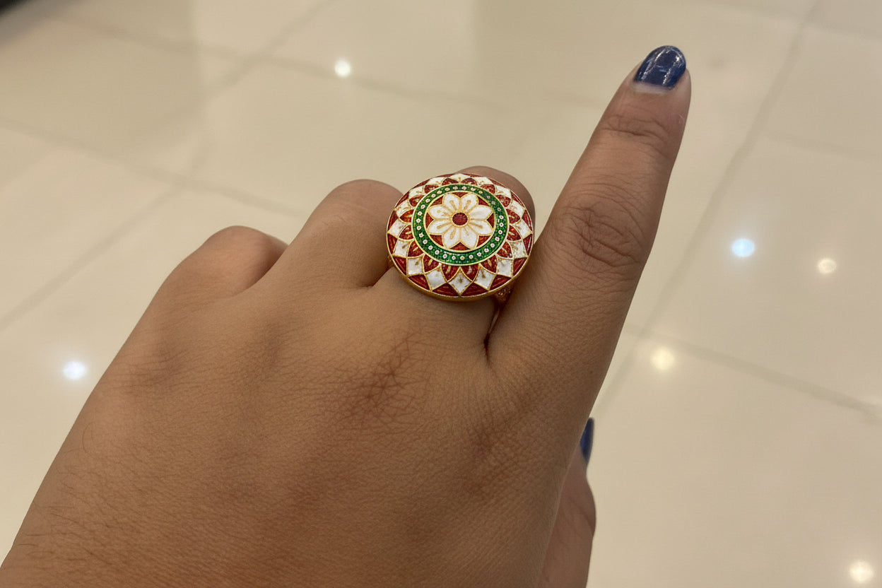 Meenakari Floral Ring (adjustable)