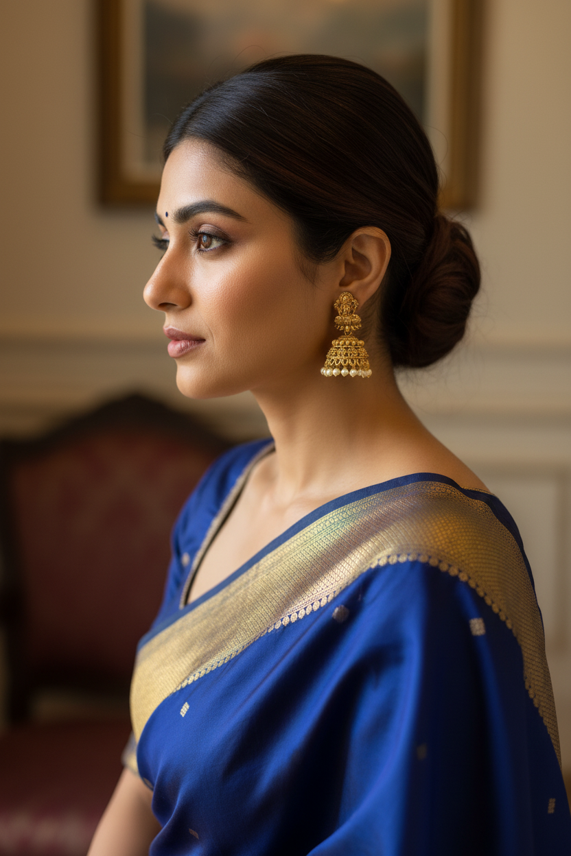 Budget friendly Lakshmi jhumkas with pearl hanging