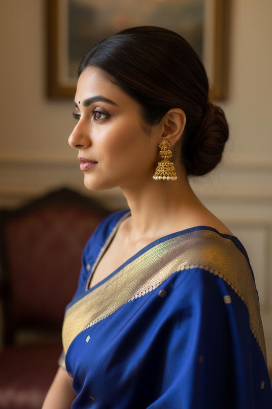 Budget friendly Lakshmi jhumkas with pearl hanging