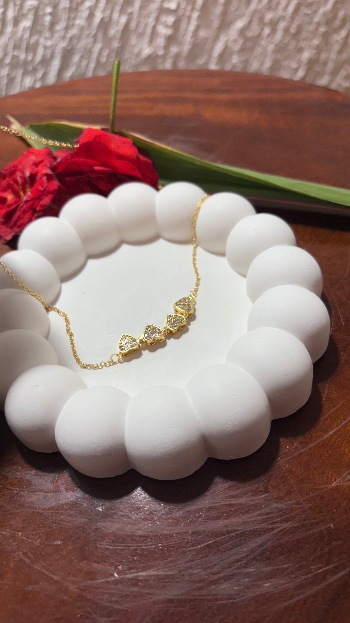 Double style love flower necklace