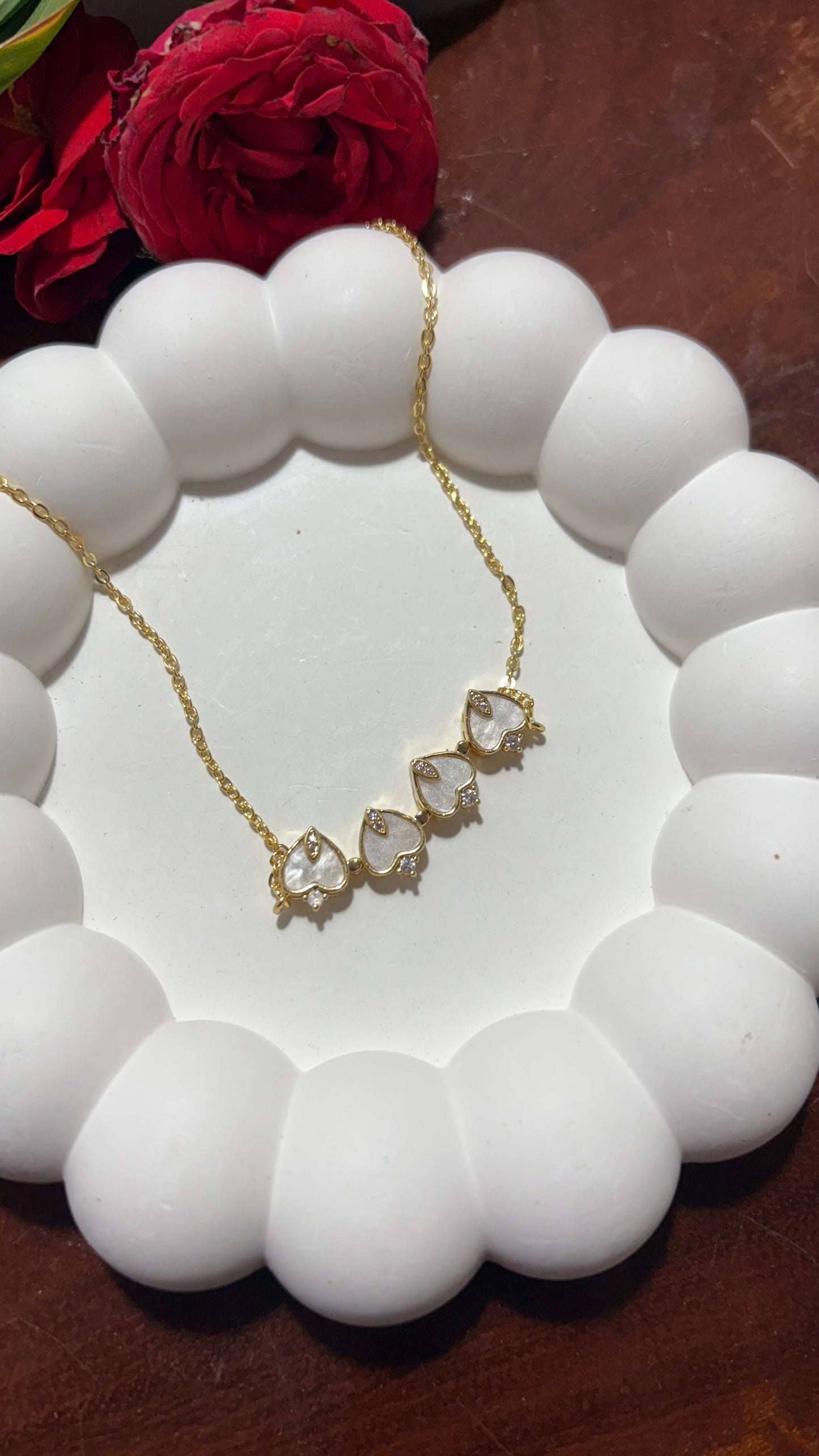 Double style love flower necklace