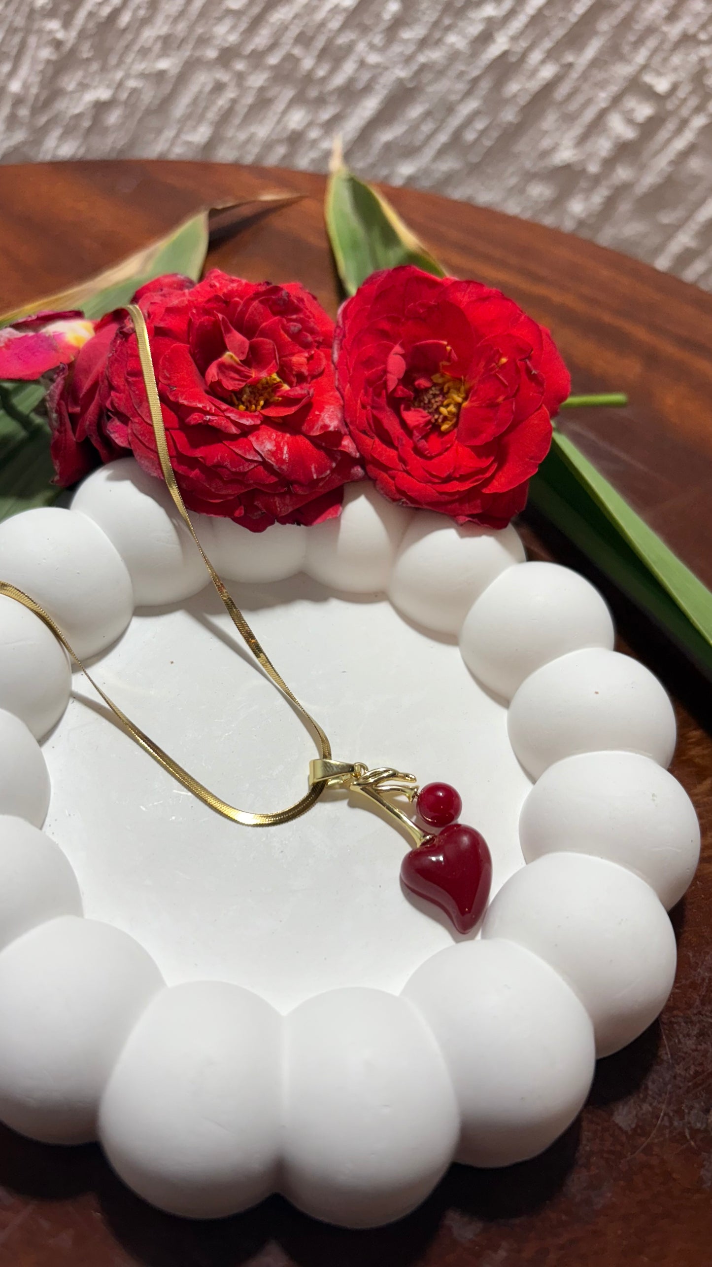 Snake chain necklace with Red heart