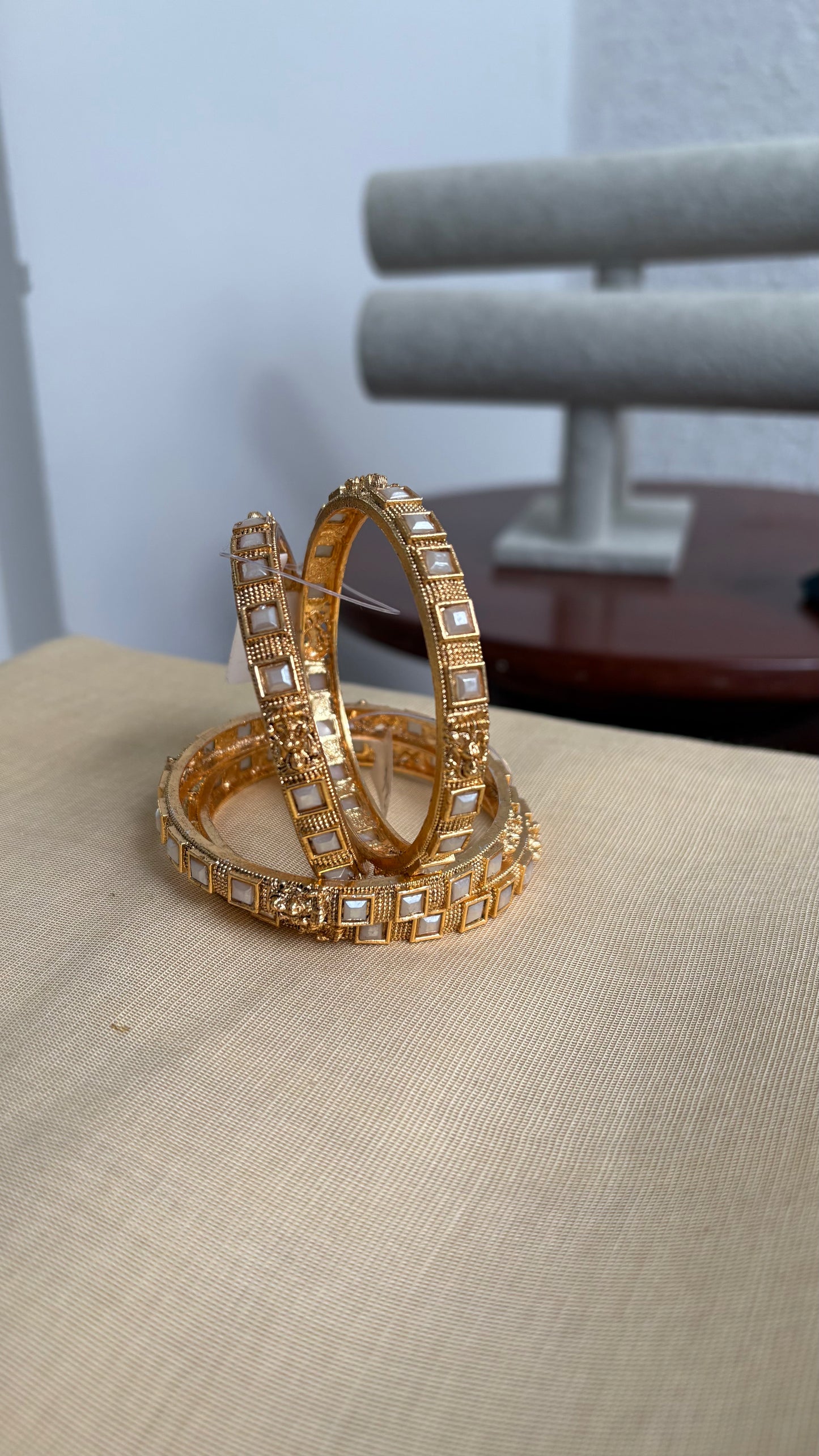 Non idol white bangles (set of 2)