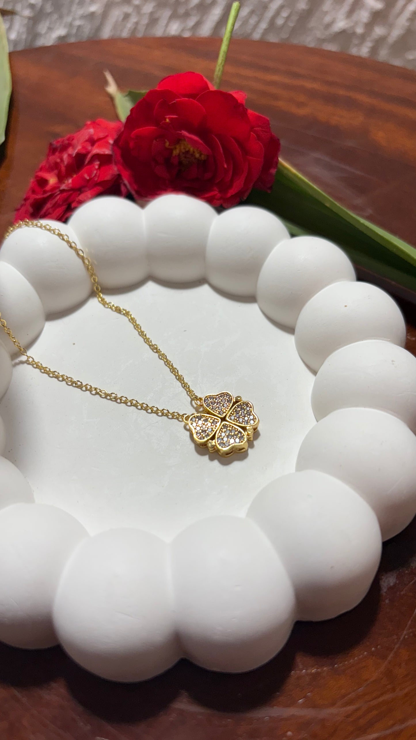 Double style love flower necklace