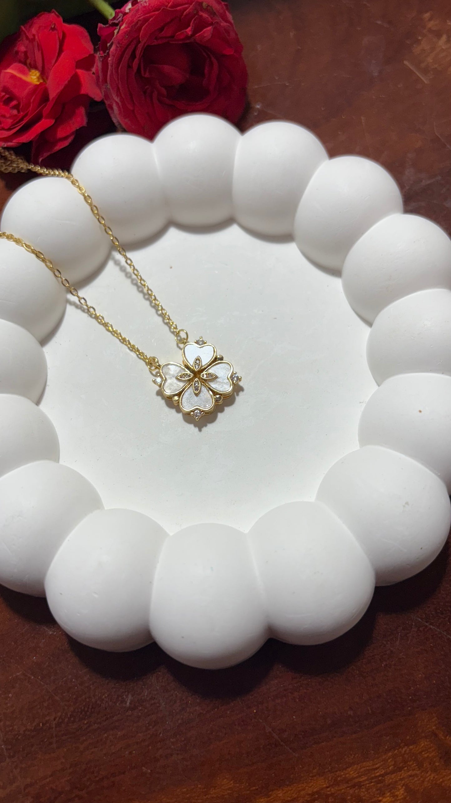Double style love flower necklace