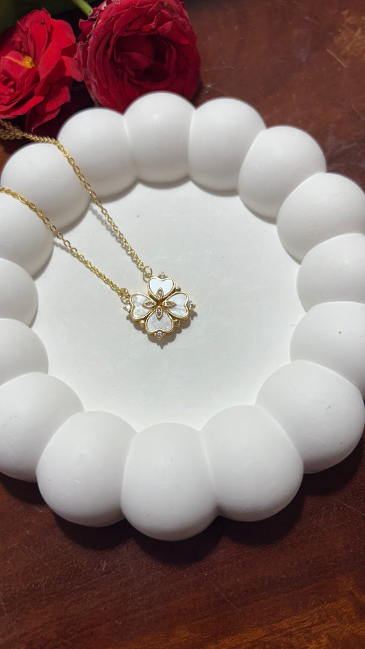 Double style love flower necklace