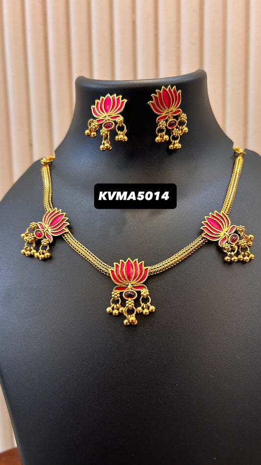 Lotus necklace with ghunghuroo