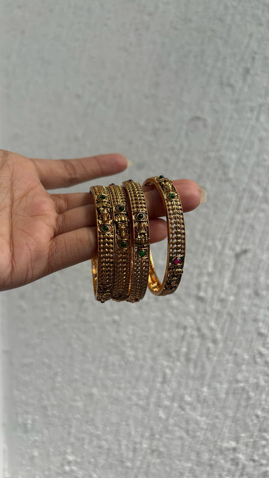 Lakshmi ruby and emerald stone bangles  (Set of 2)