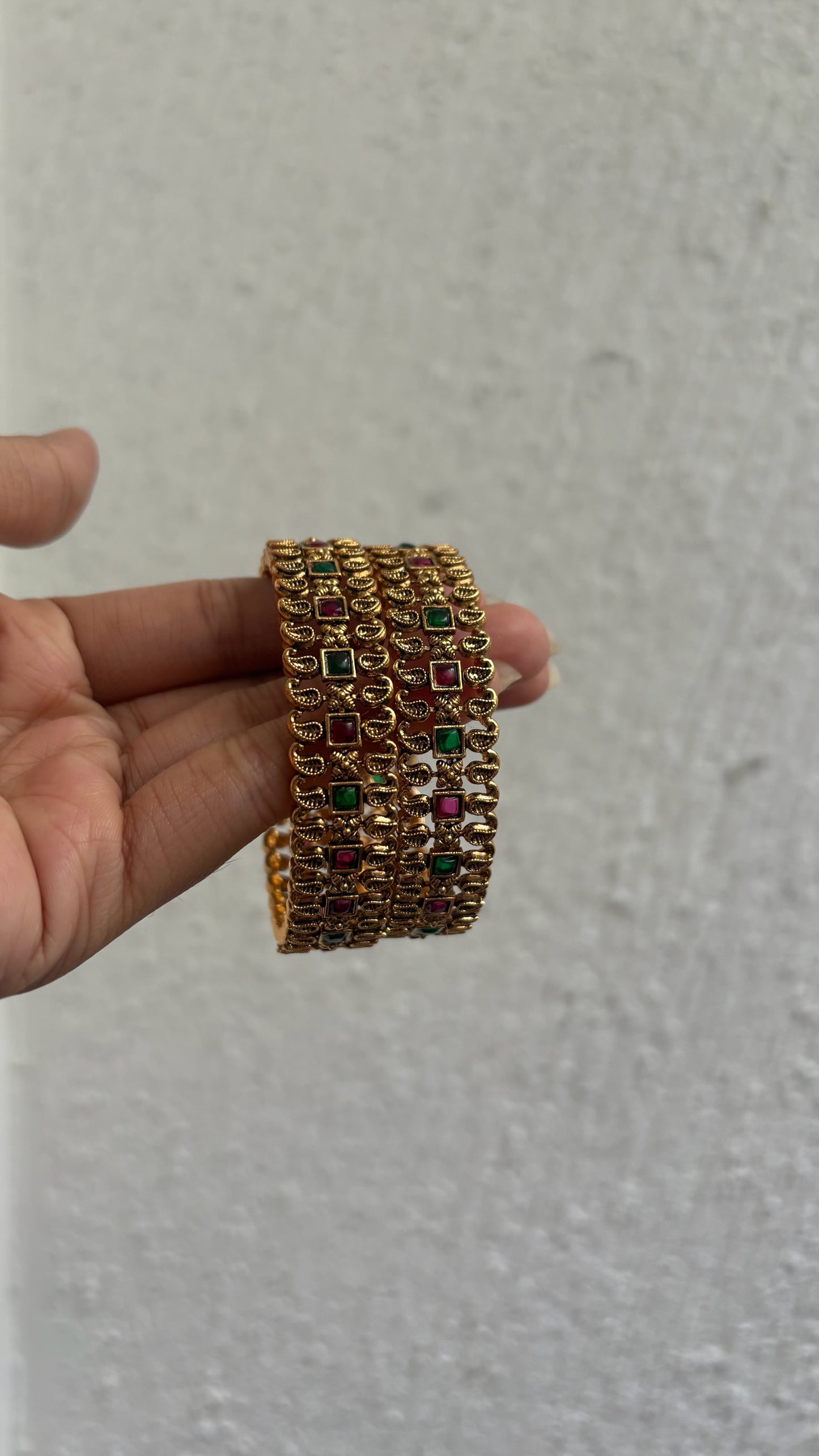 Ruby and Emerald Stone Bangles(set of 2)