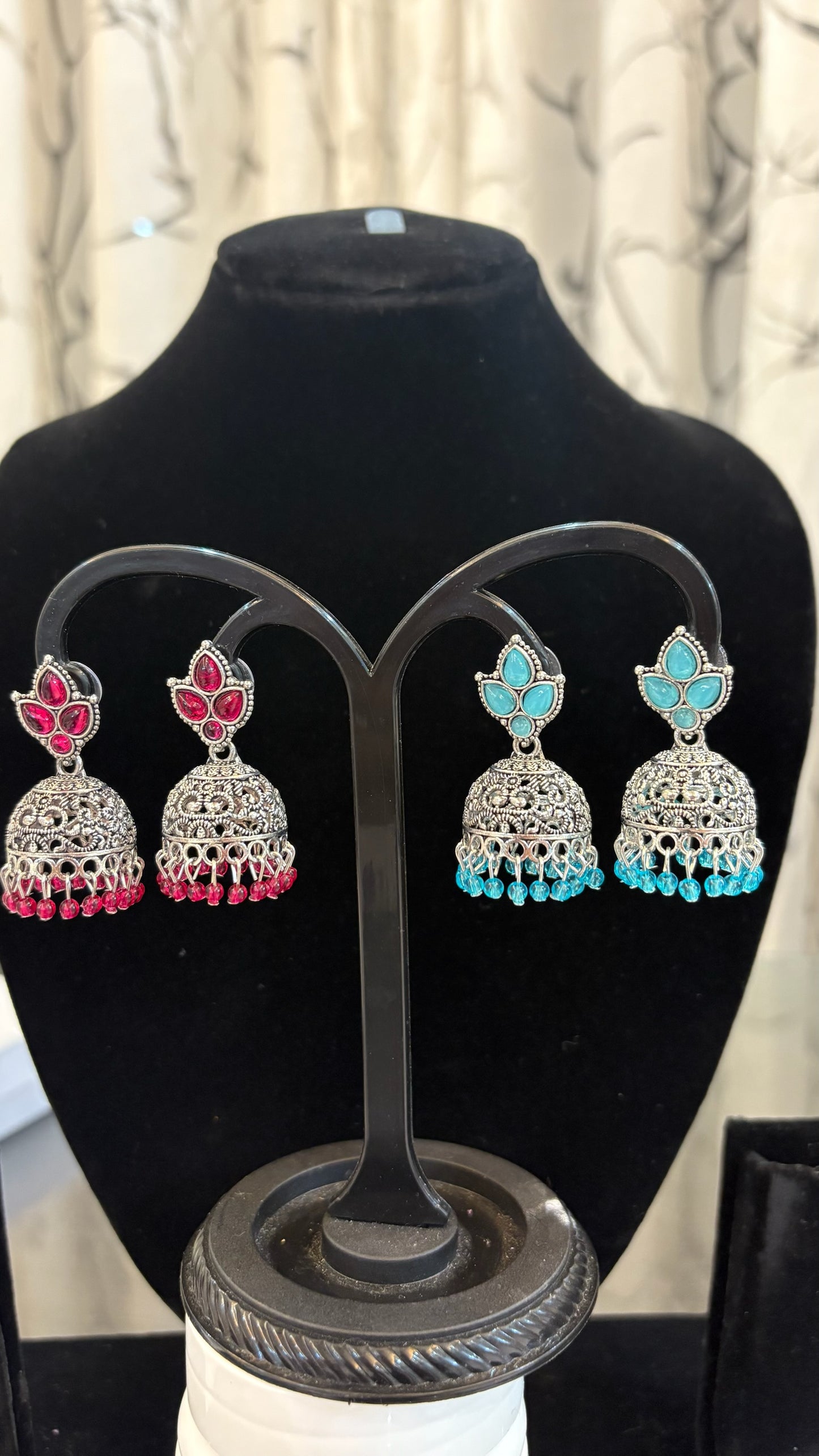 Silver leaf jhumkas