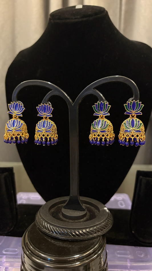 Double lotus jhumkas