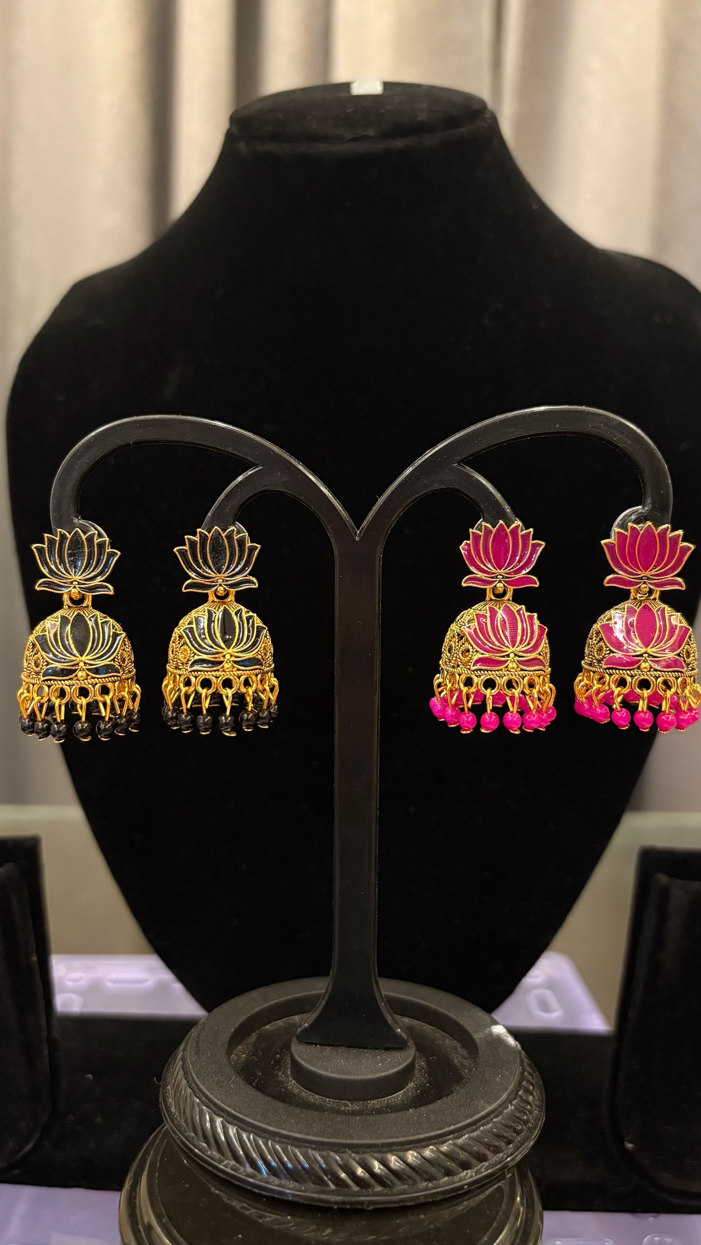 Double lotus jhumkas