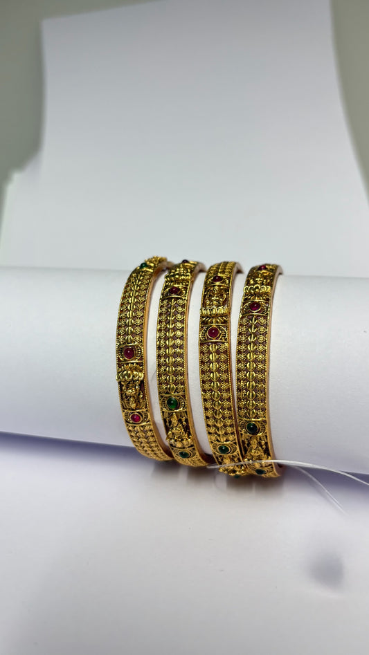 Lakshmi ruby and emerald stone bangles  (Set of 2)