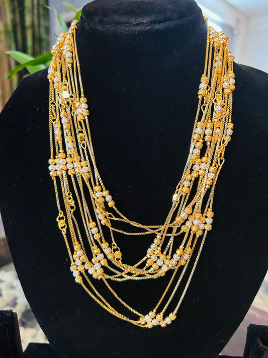 White gold and golden beads anklets