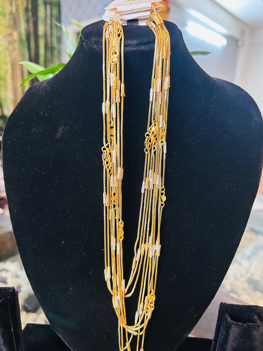 White and golden square beads design anklets