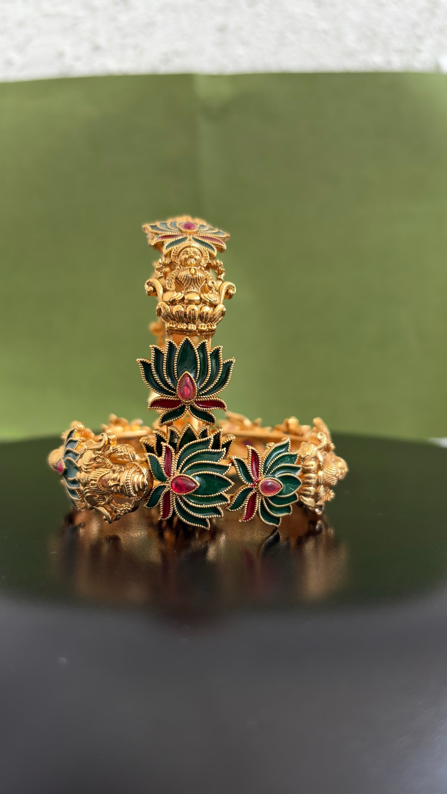 Dotted Lakshmi lotus  bangles (set of 2)