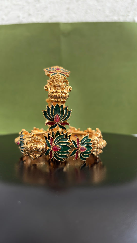 Dotted Lakshmi lotus  bangles (set of 2)
