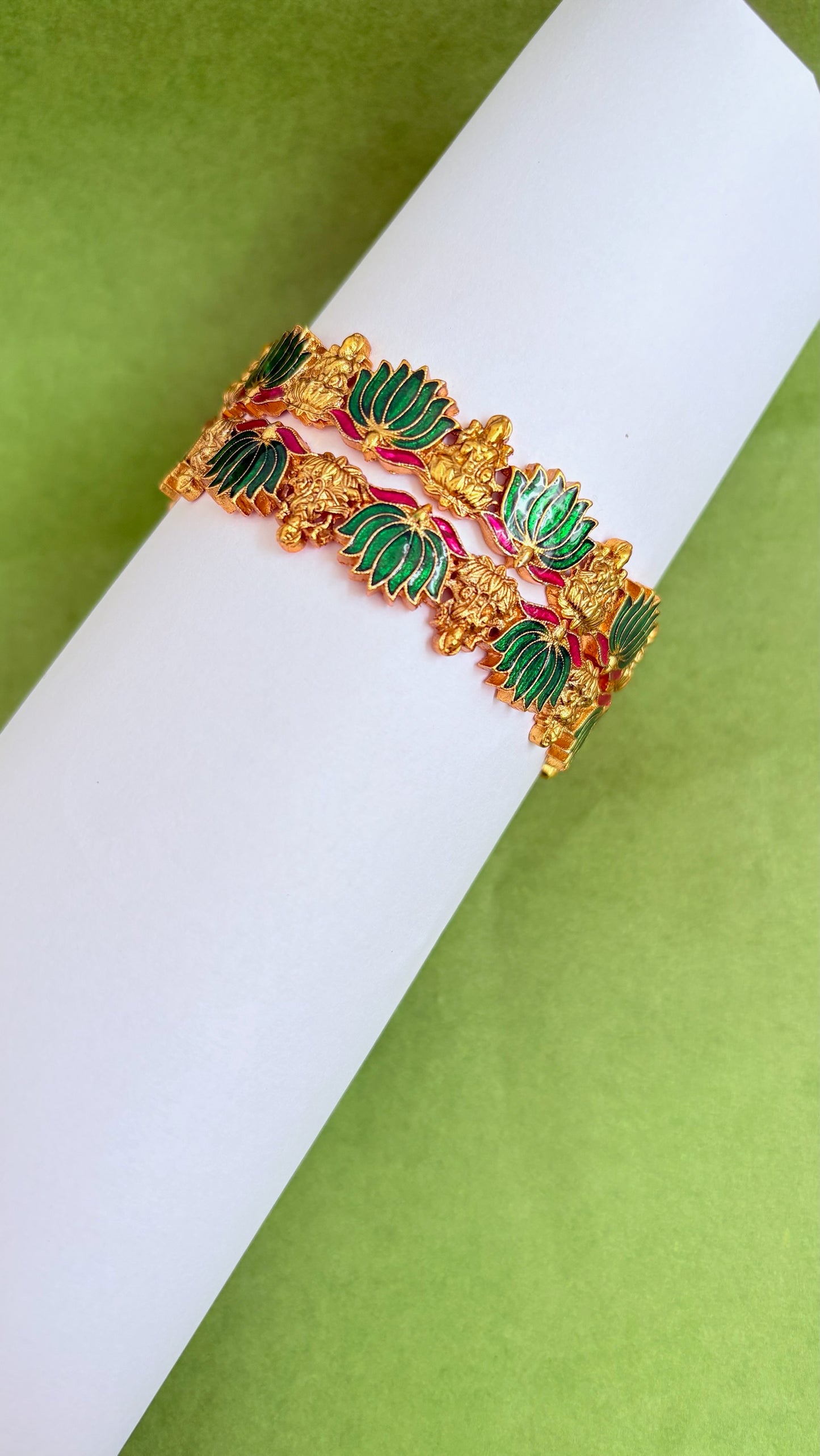 Lakshmi lotus bangles (set of 2)